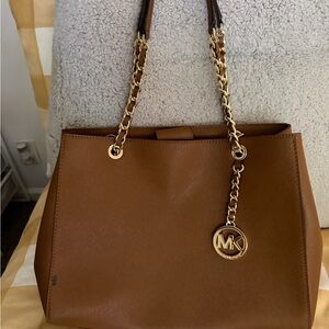 Michael Kors Tan Shoulder Bag with Gold Accents
